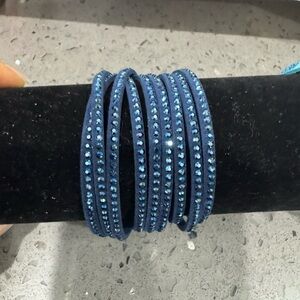 Touchstone Crystal by Swarovski, wrap star bracelet, Navy, NIB